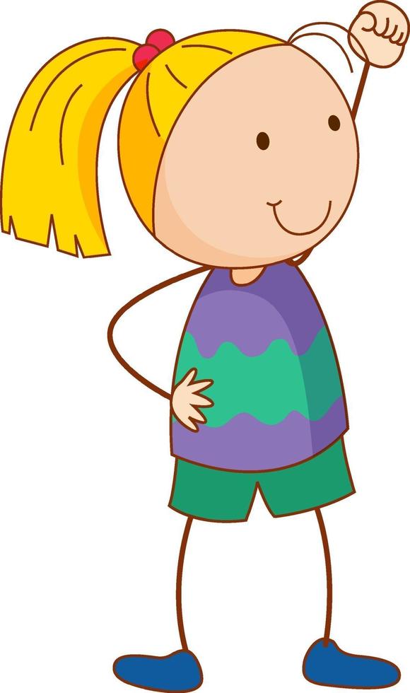 A girl cartoon character in doodle style isolated vector