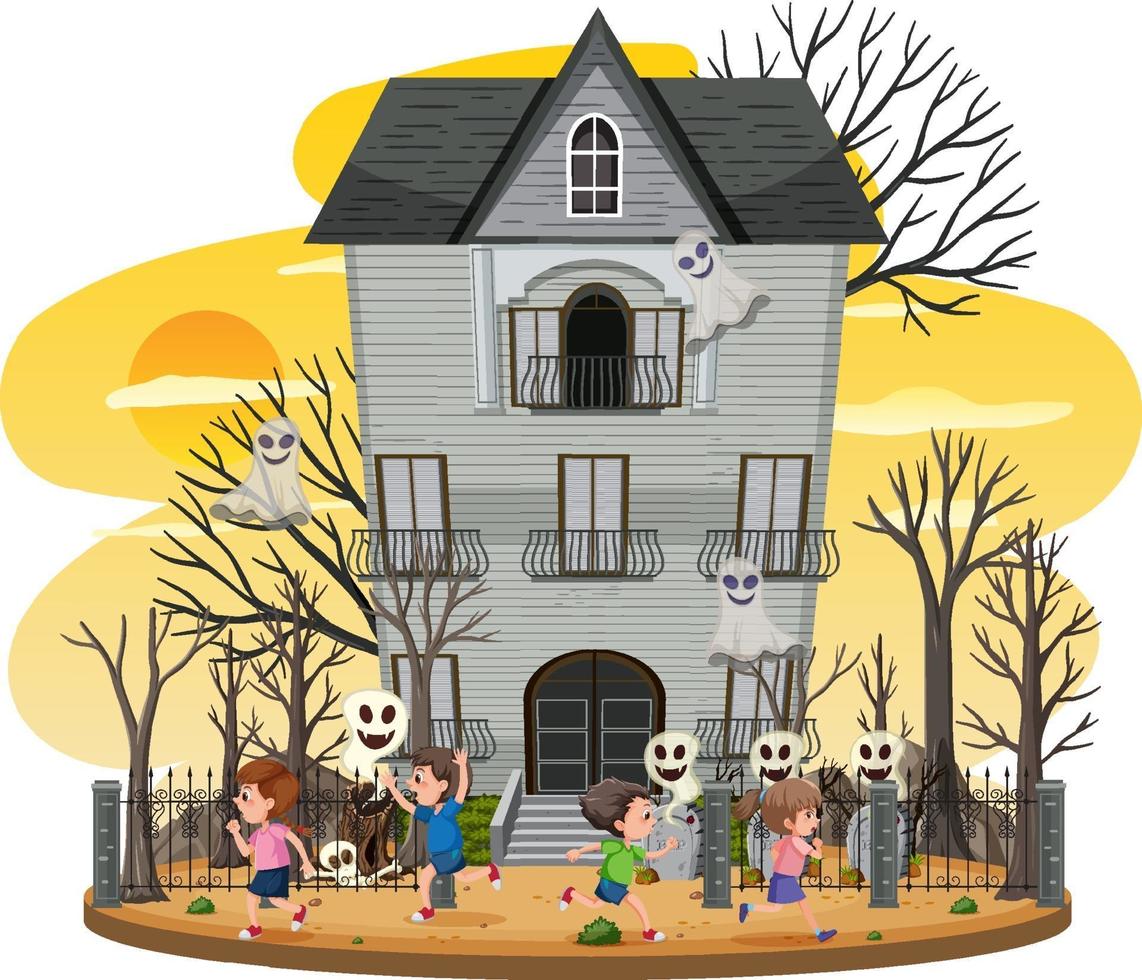 Haunted house at daytime scene vector