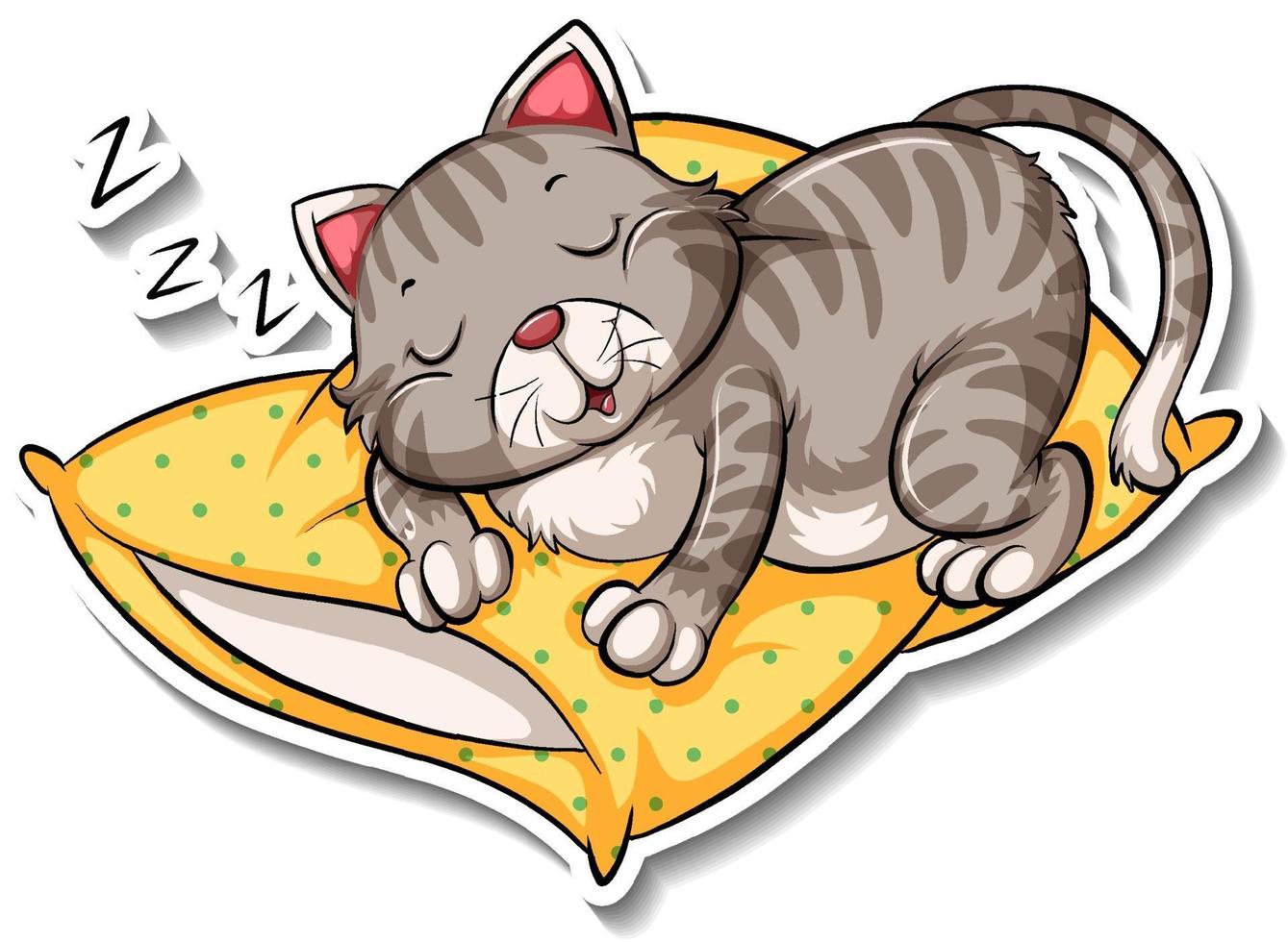A sticker template of cat cartoon character vector