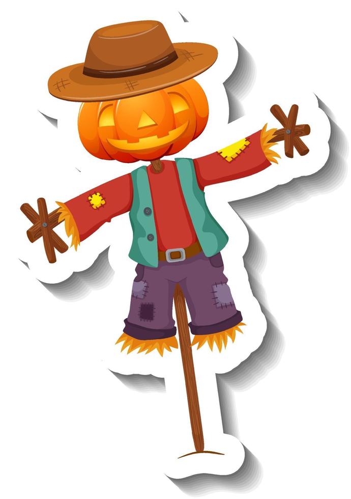 Scarecrow with pumpkin head on white background vector