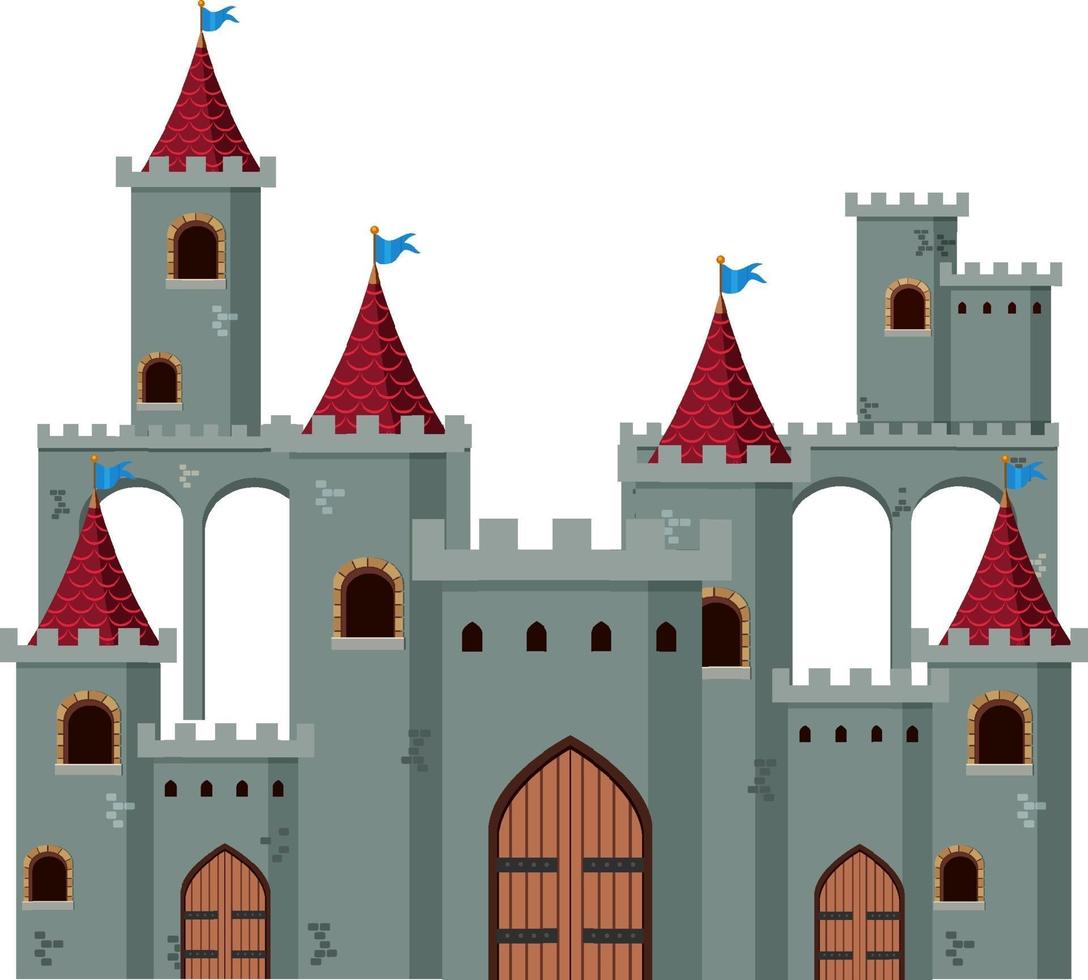 Castillo histórico medieval sobre fondo blanco. vector