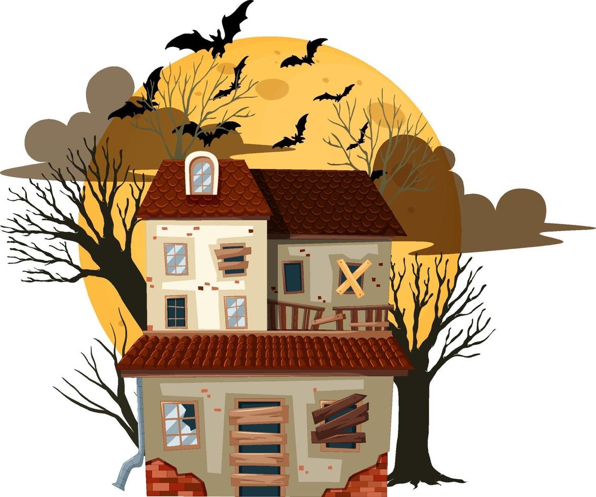 Isolated halloween abandoned building vector