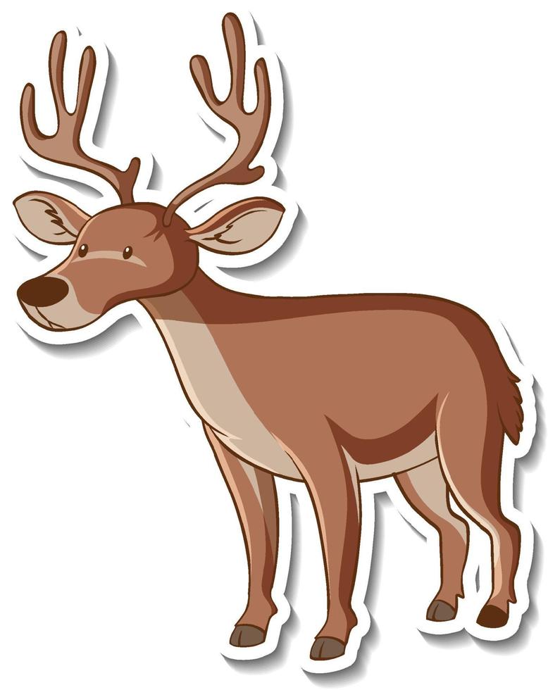 Sticker design with cute moose isolated vector