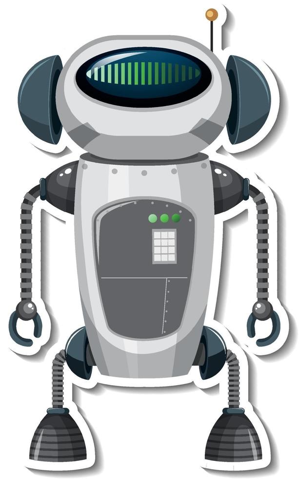 Sticker template with robot in cartoon style vector