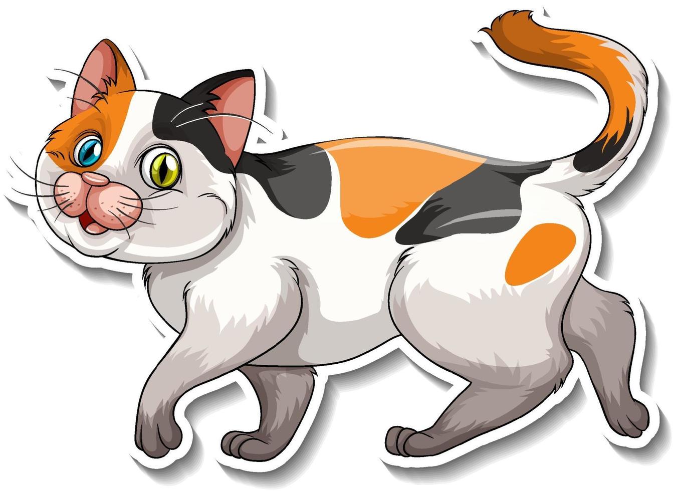 A Sticker Template Of Cat Cartoon Character Vector Art At Vecteezy