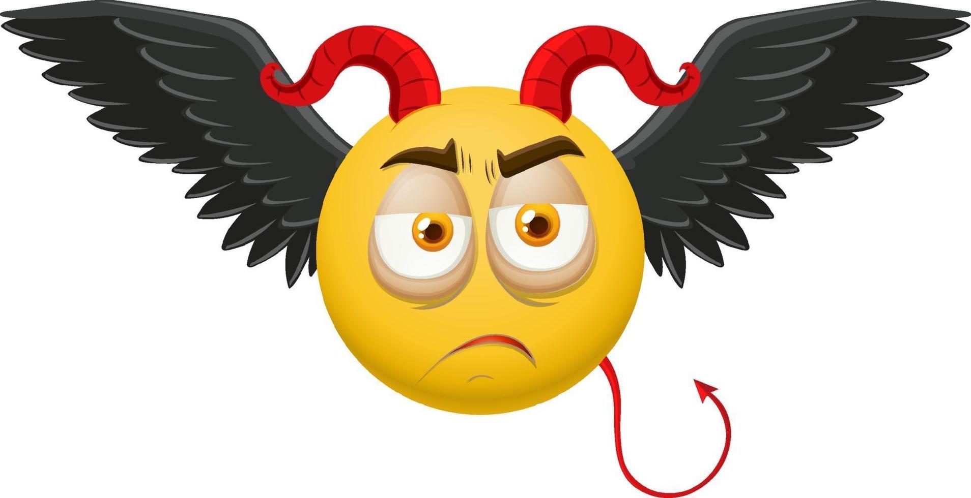 Devil emoticon with facial expression vector