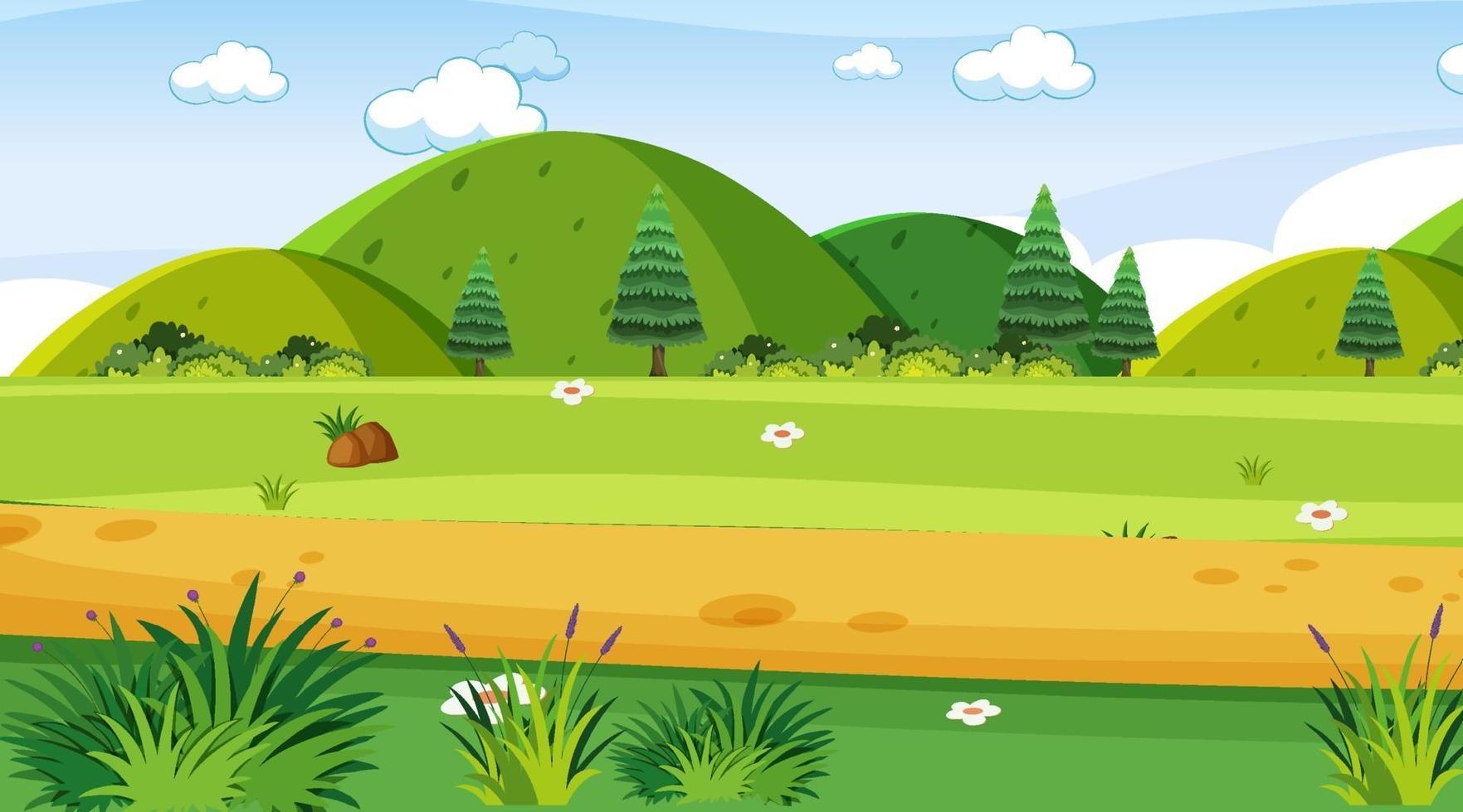 escena del paisaje del parque natural vacío vector