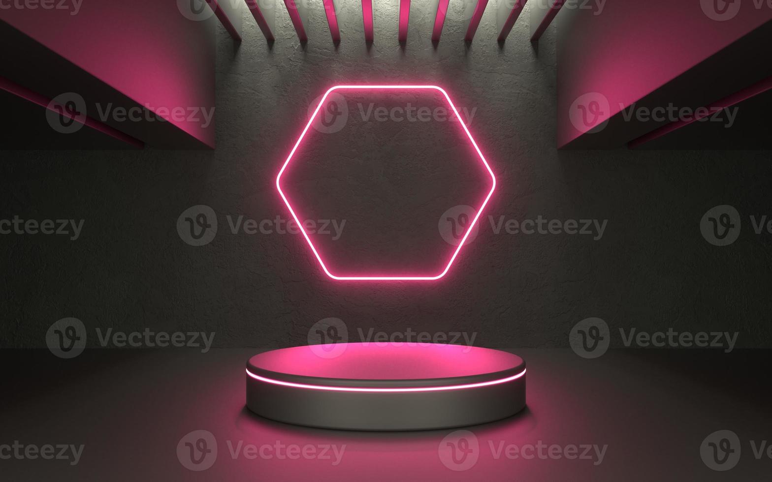 3D glowing neon product stage for showcase or promo tech product photo