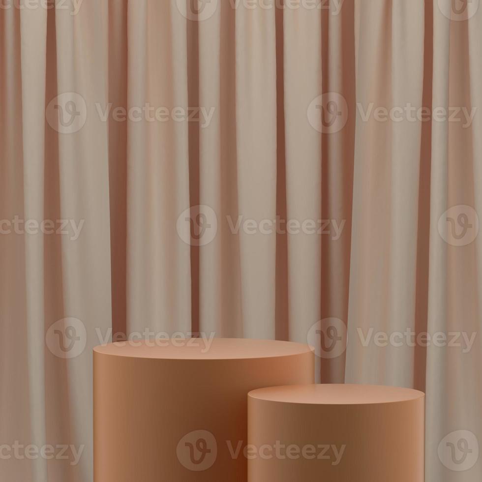 Ilustración 3d de la etapa del producto o pedestal con fondo de cortina foto