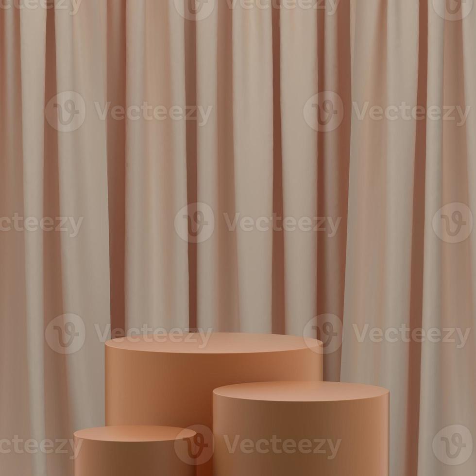 3d illustration of product stage or pedestal with curtain background photo