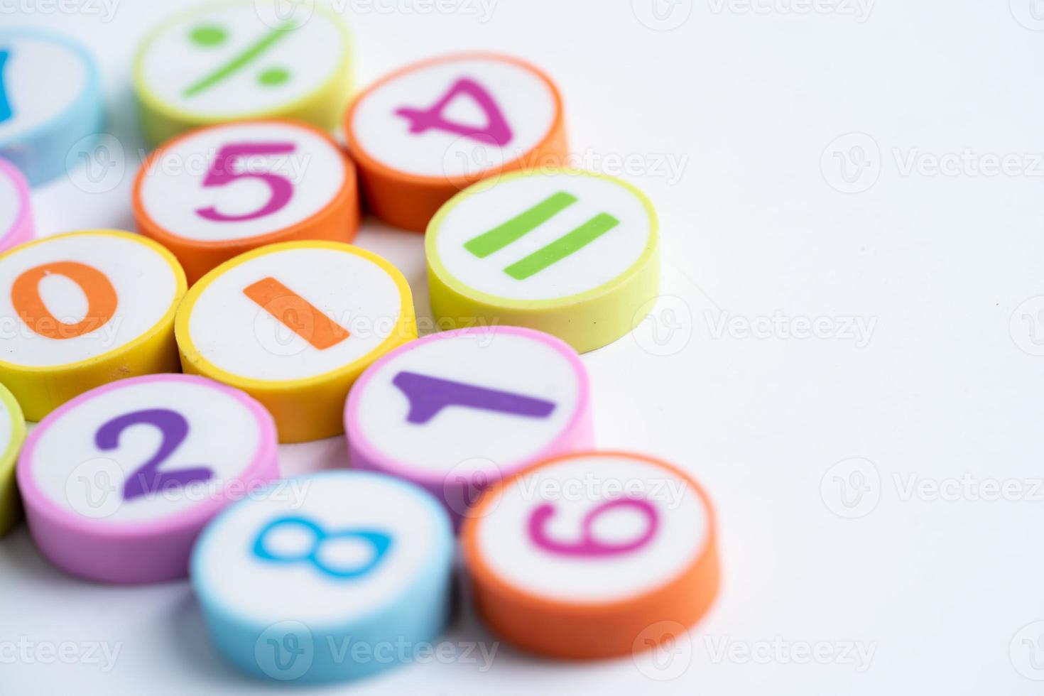 Math number colorful on white background, photo