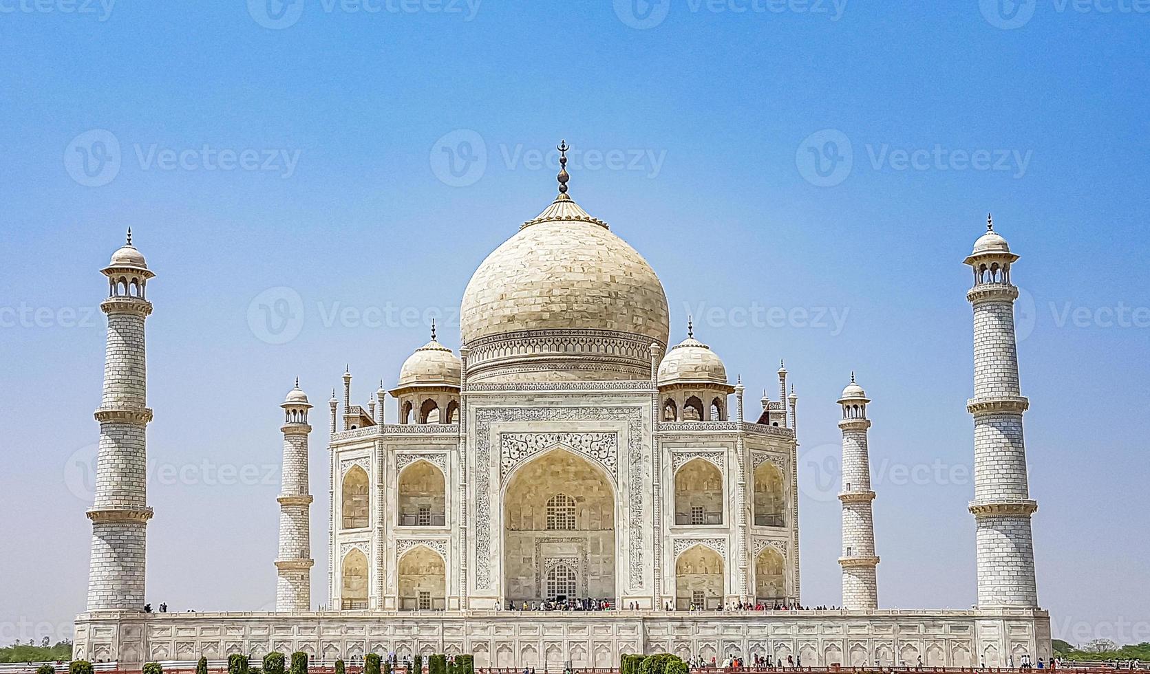 Taj Mahal panorama in Agra India with amazing symmetrical gardens. photo