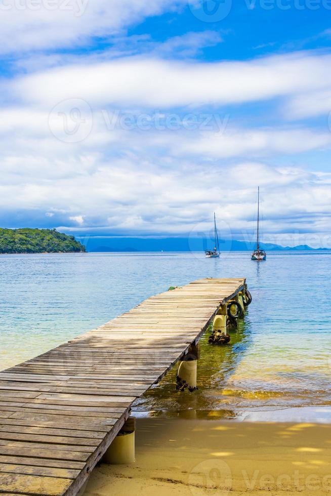 Mangrove and Pouso beach with jetty island Ilha Grande Brazil. photo