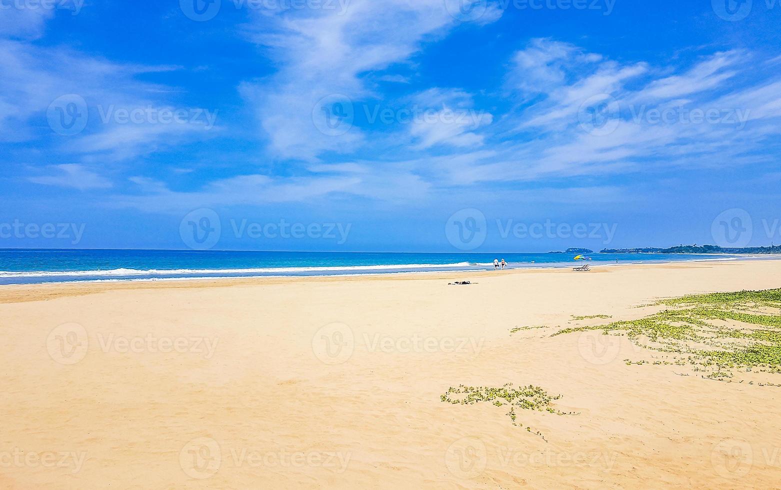 Hermoso panorama de paisaje soleado de la playa de bentota en sri lanka. foto