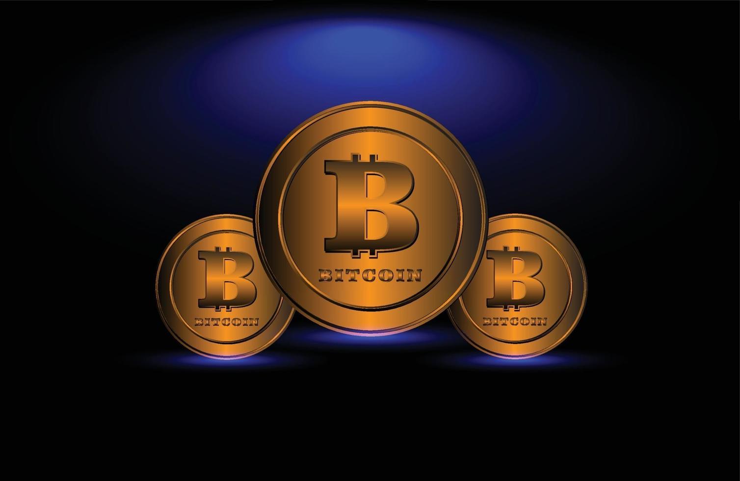 bitcoin crypto currency illustration with bronze colour vector