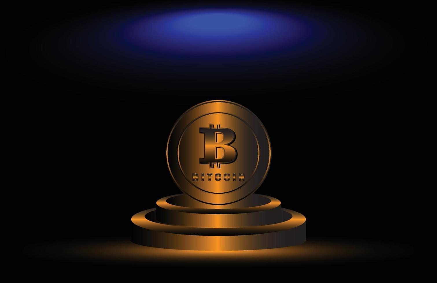 Bitcoin moneda criptográfica en el escenario con color bronce vector