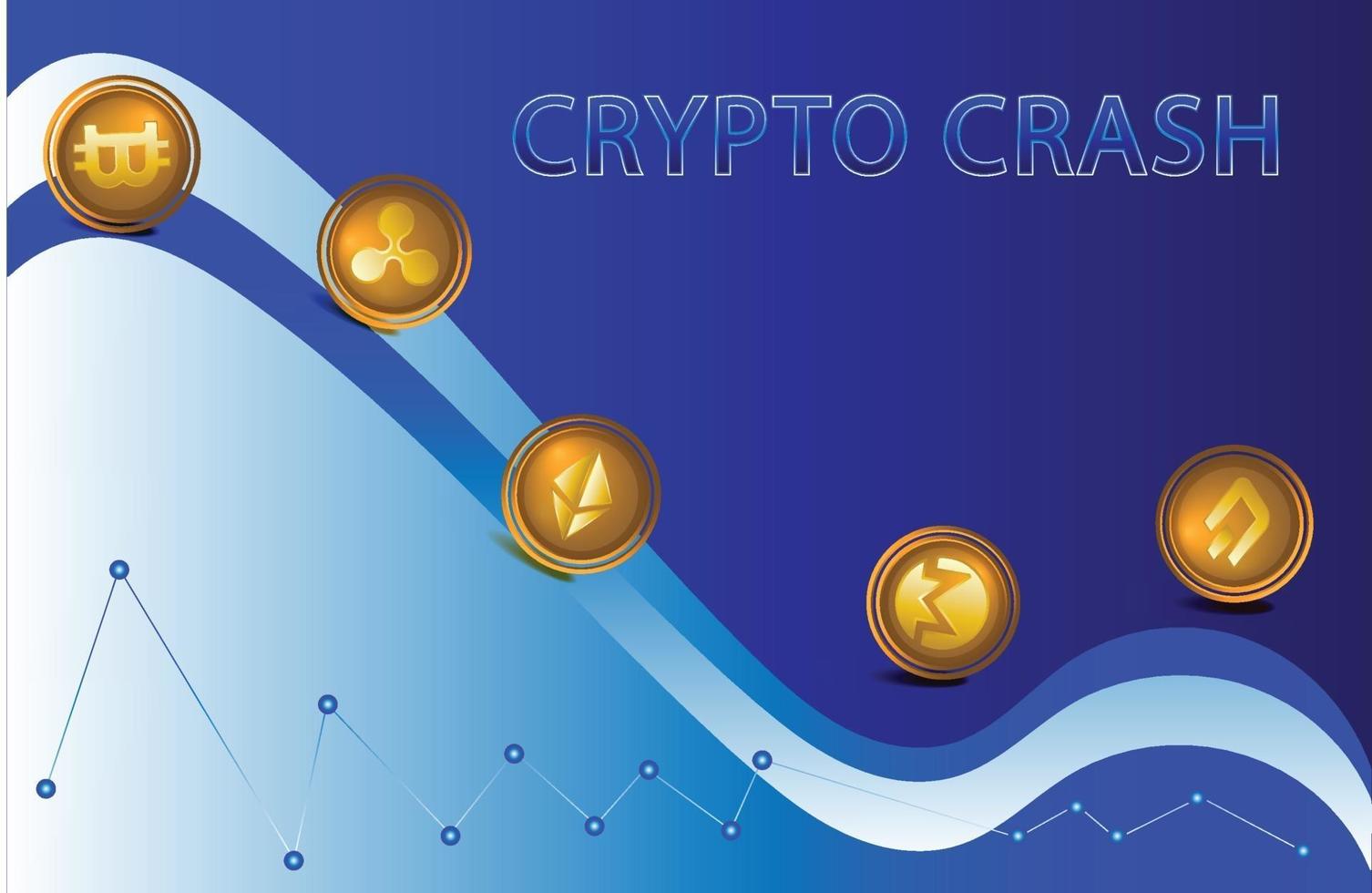 Crypto currency crash illustration poster vector