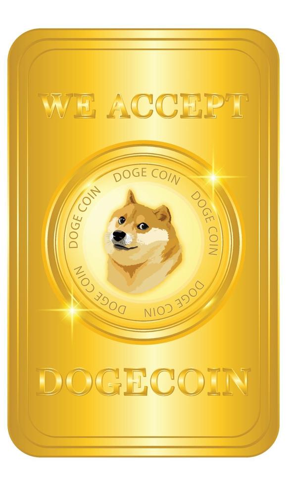 moneda doge aceptada aquí firmada con color dorado vector