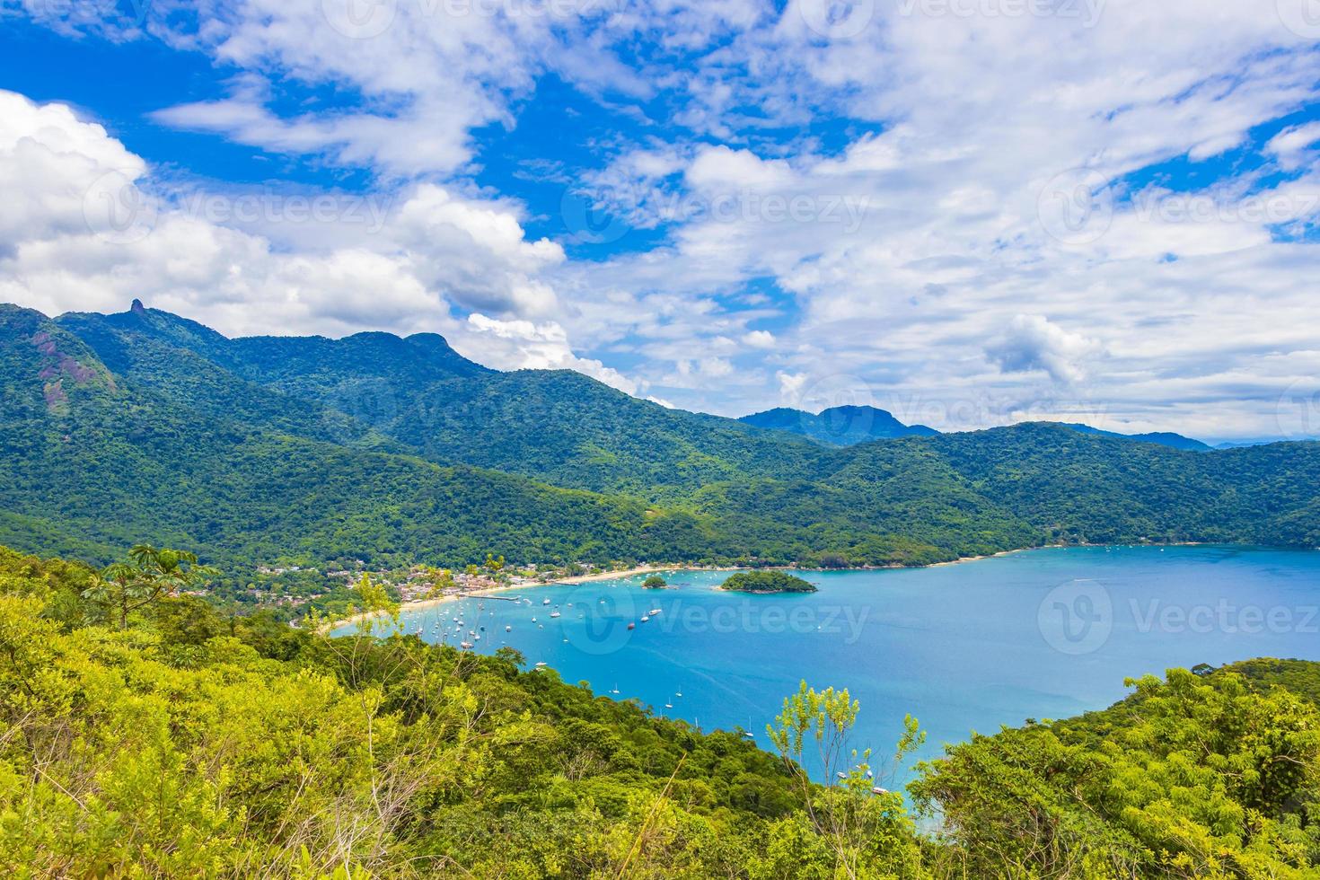 Big tropical island Ilha Grande Abraao beach panorama Brazil. photo