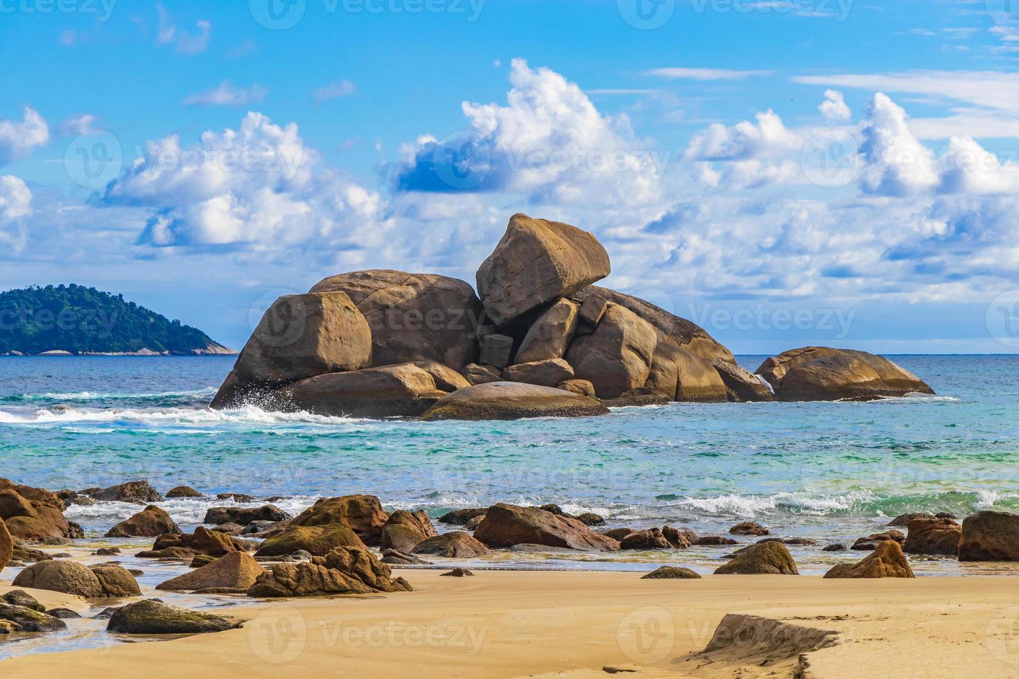 Rock formations boulders Ilha Grande Santo Antonio Beach Brazil. photo