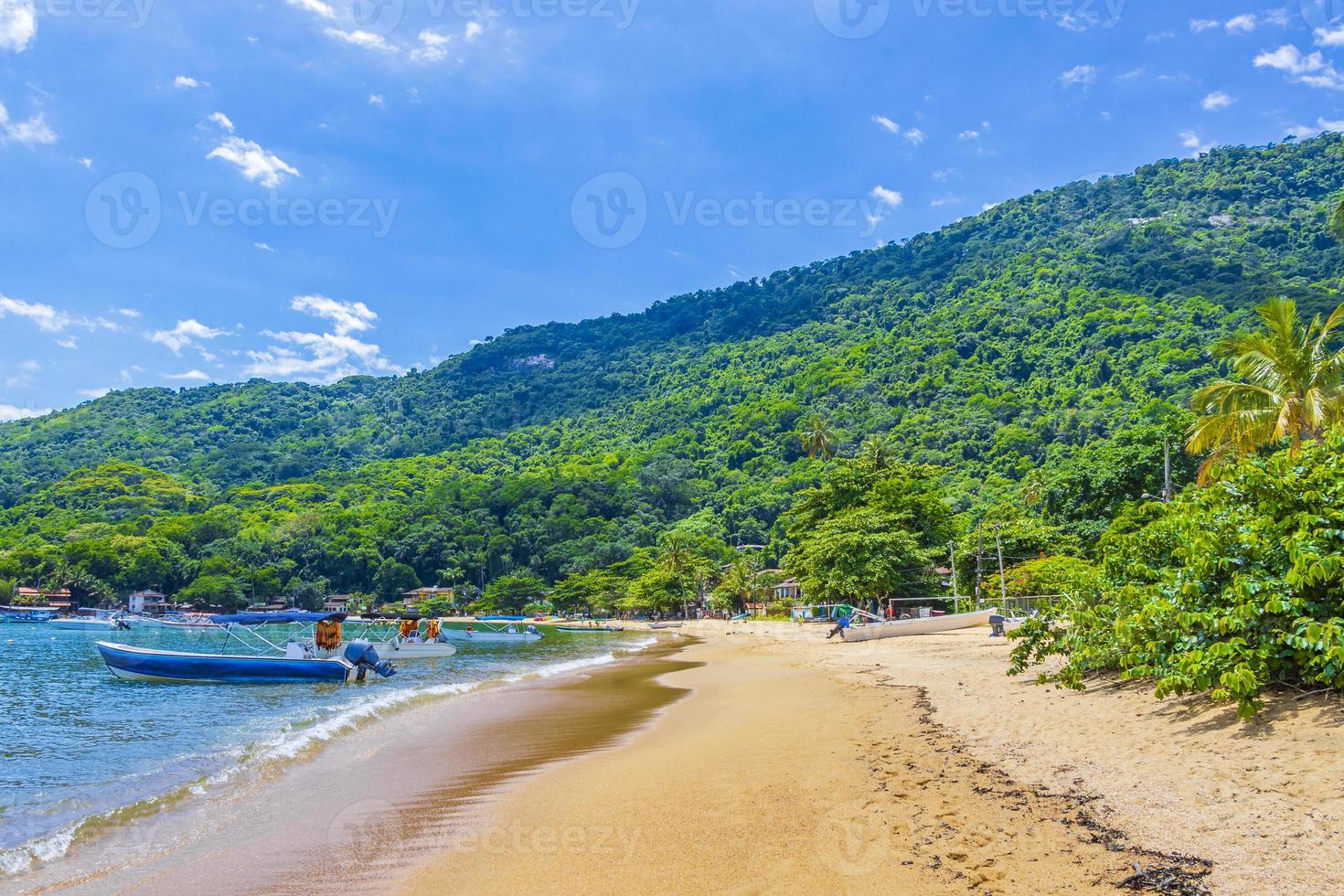 The big tropical island Ilha Grande Abraao beach Brazil. photo