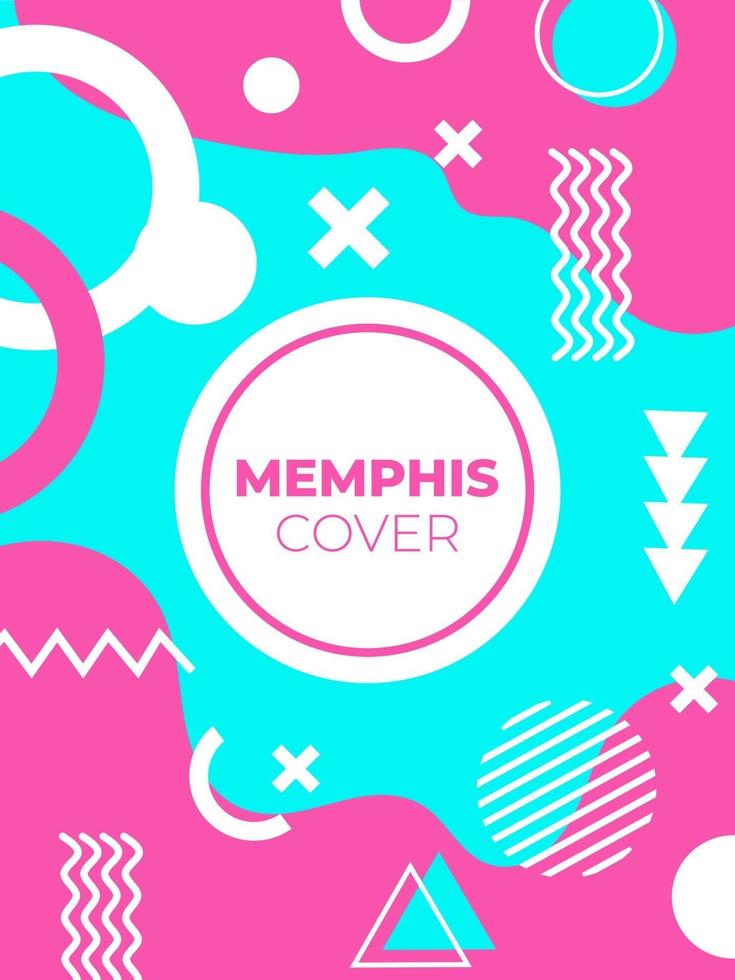 Memphis style geometric pattern, line and geometric figures. vector