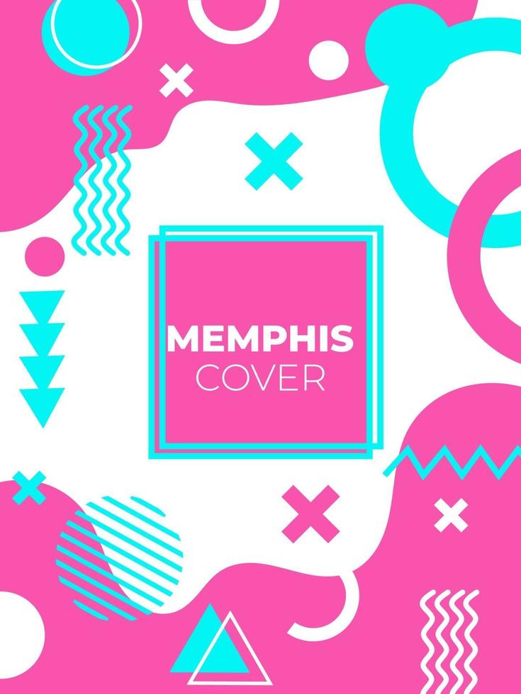 Memphis style geometric pattern, line and geometric figures. vector