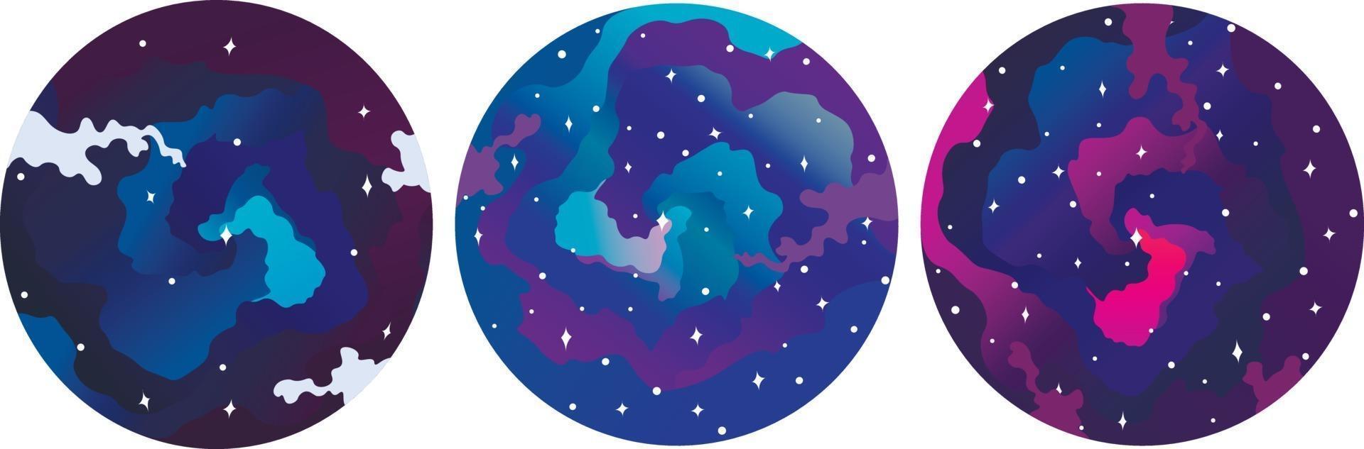 Set of round icons of the cosmic sky. Suitable for instagram template. vector