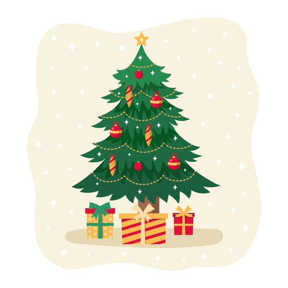 Christmas tree with gift boxes. Vector