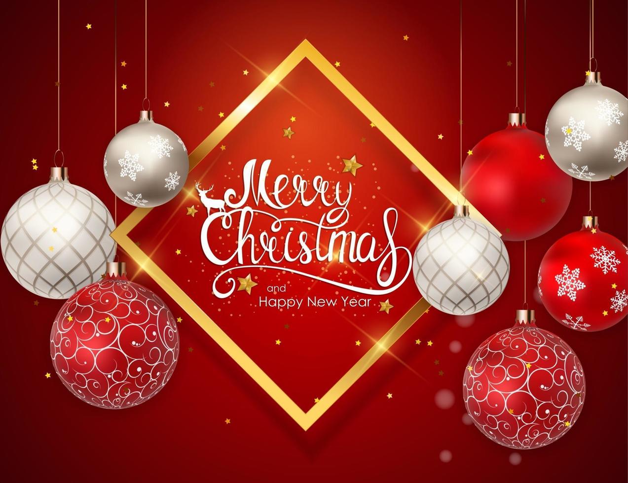 Merry Christmas and New Year Background. Vector Illustration