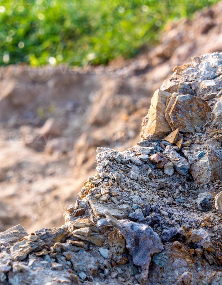 Texture of stone and soil on rocky mountain soil photo