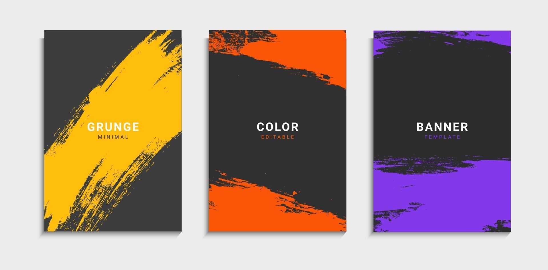 conjunto de plantilla de banner de grunge mínimo abstracto de color editable vector