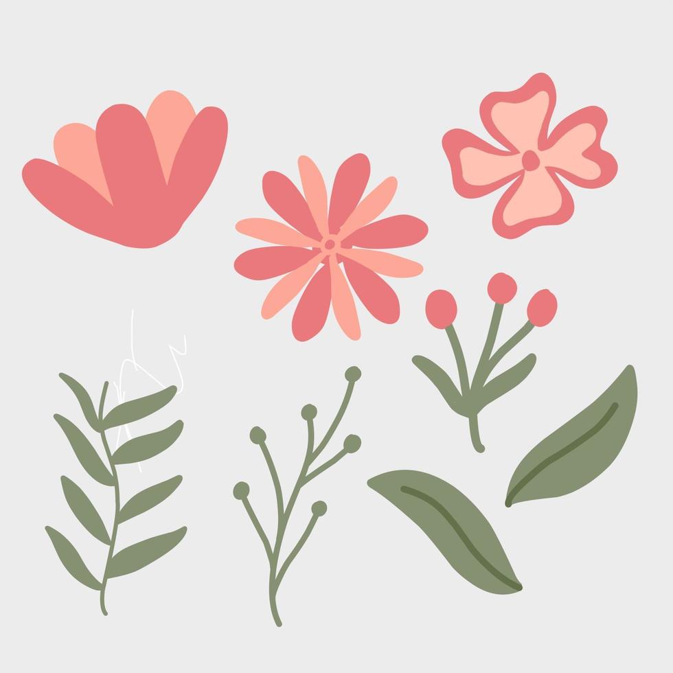 elemento de conjunto de flores vector