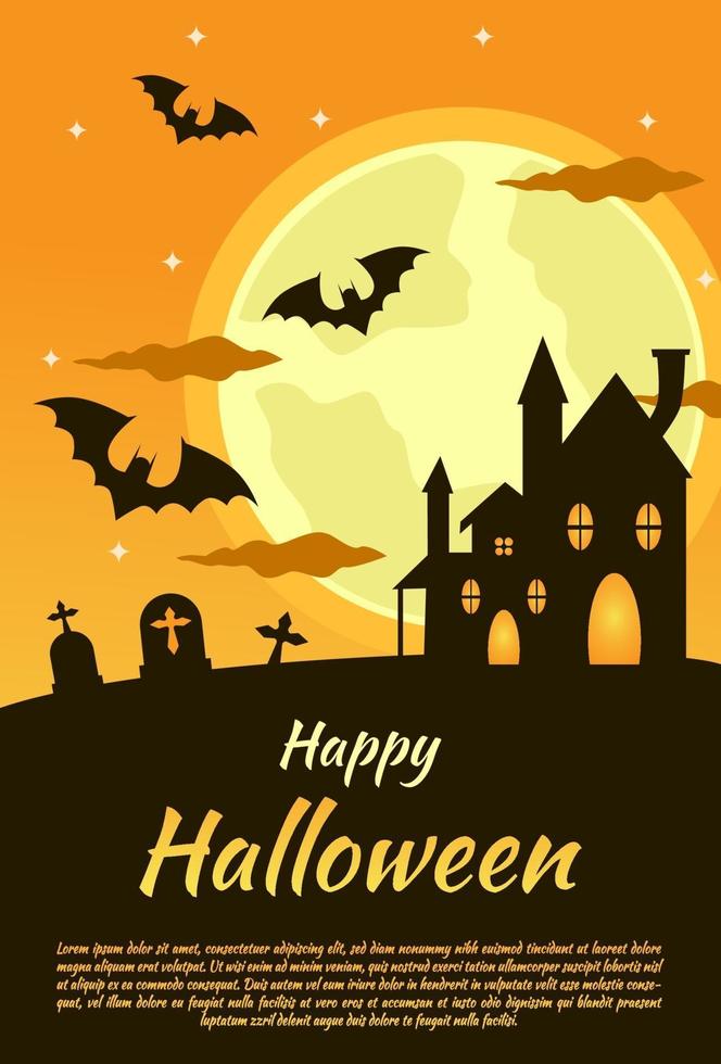 orange halloween day greeting background used for poster template. vector