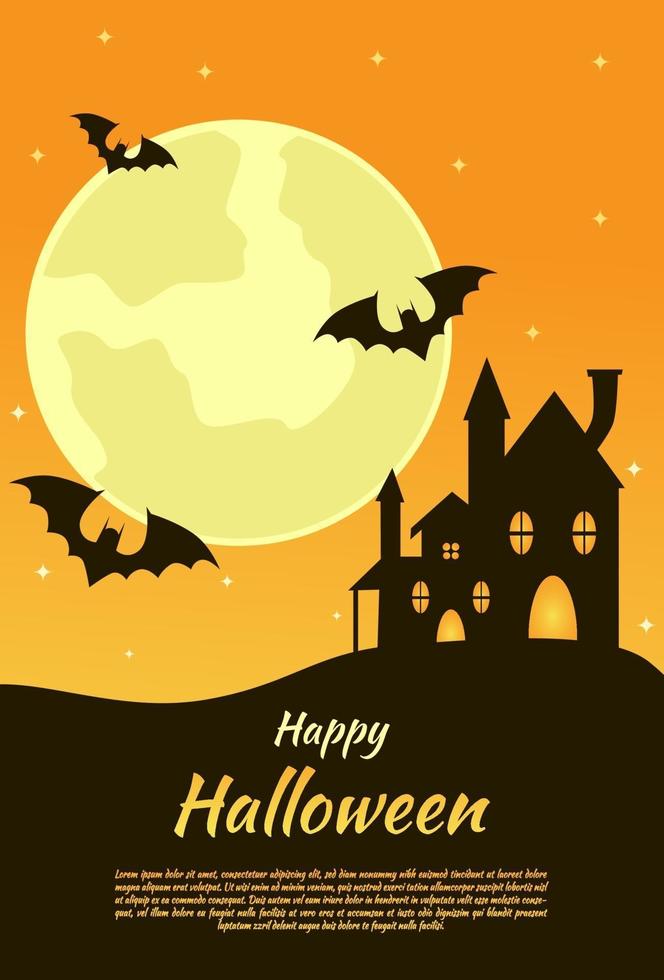 orange halloween day greeting background used for poster template. vector