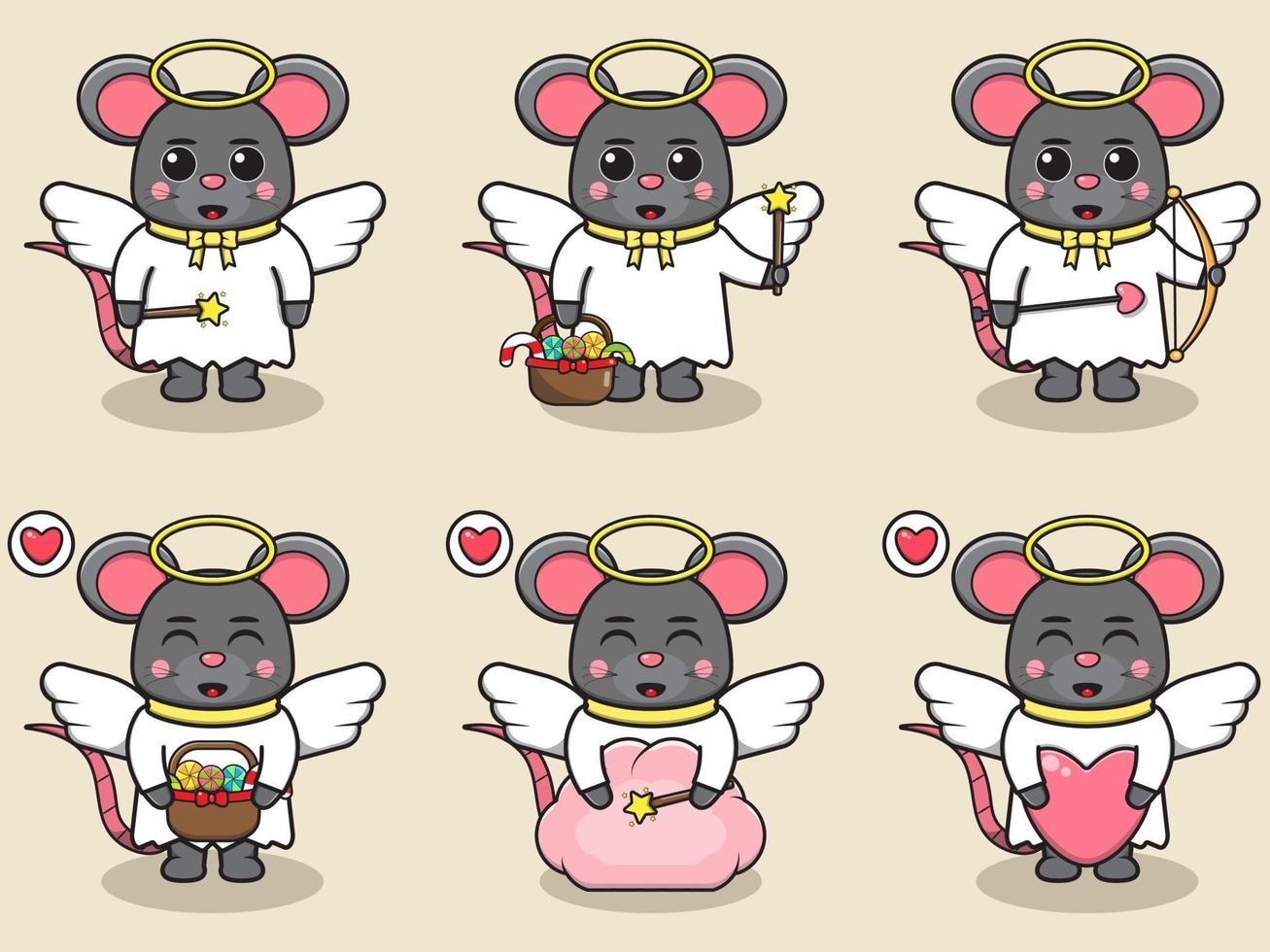 Vector illustration of cute Mouse with Angel costume