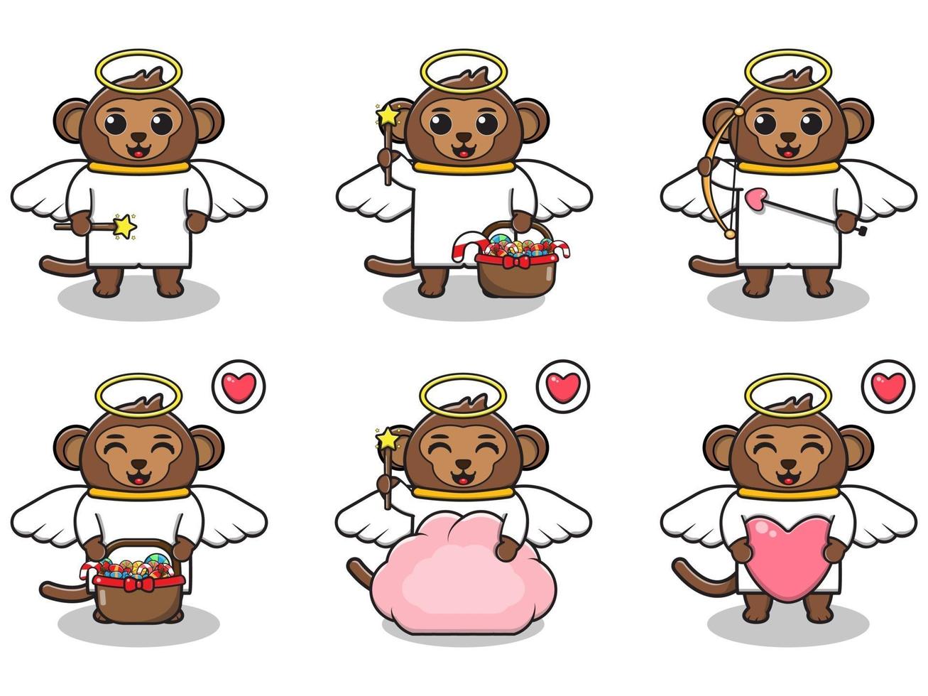 cute Monkey Angel costume. vector