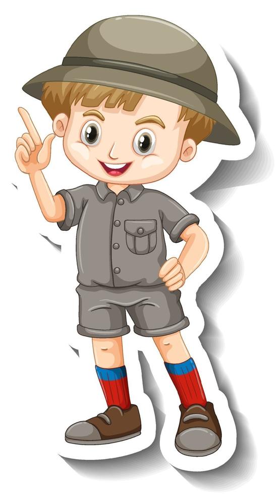 A sticker template of boy cartoon character vector