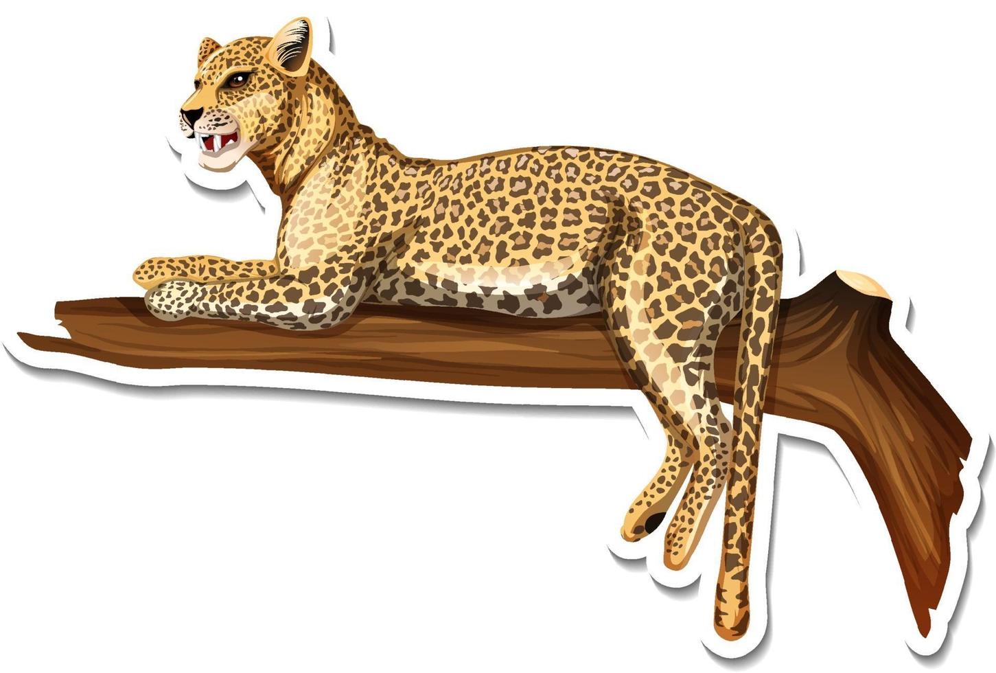 A sticker template of leopard cartoon character vector