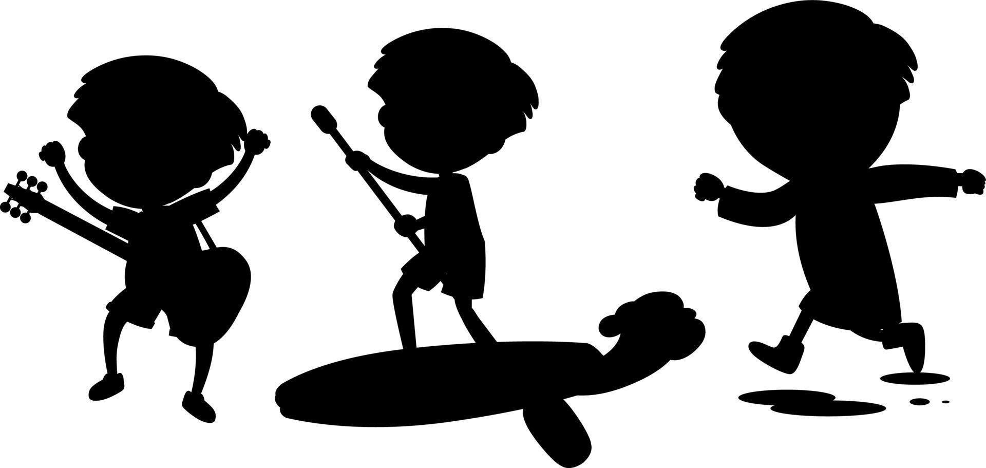 Cartoon character of kids silhouette on white background vector