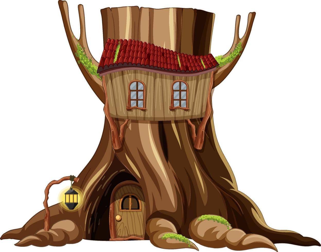 casa del árbol dentro del tronco del árbol vector