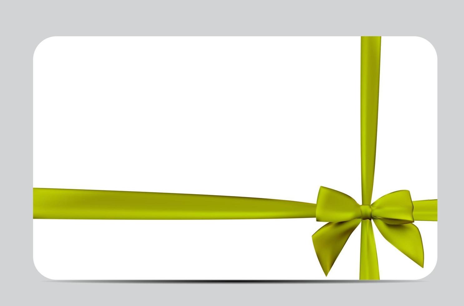 Gift Card Template with Silk Ribbon and Bow. Vector illustration