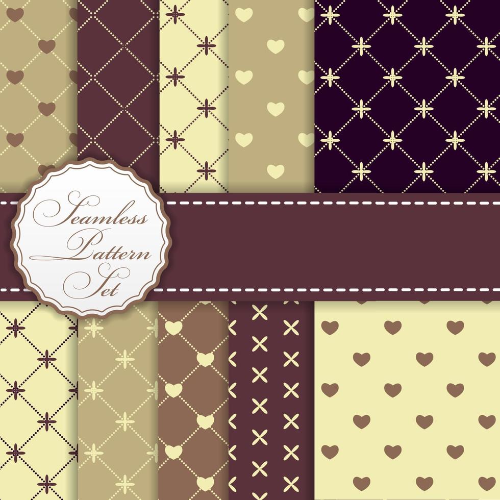 Romantic Seamless Pattern Background Set Vector Illustration