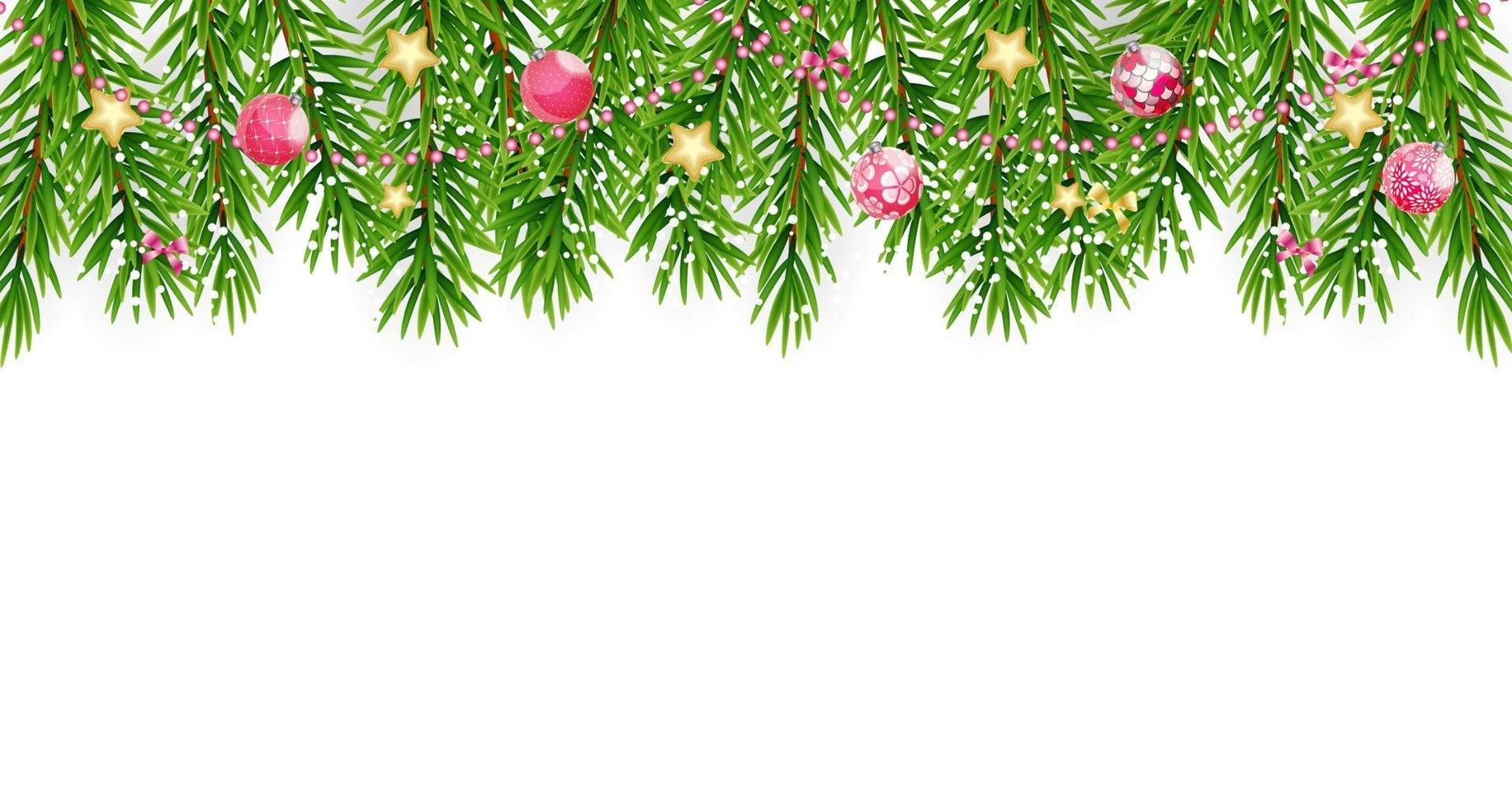 Fir Branches with Snow. Merry Christmas and New Year vector