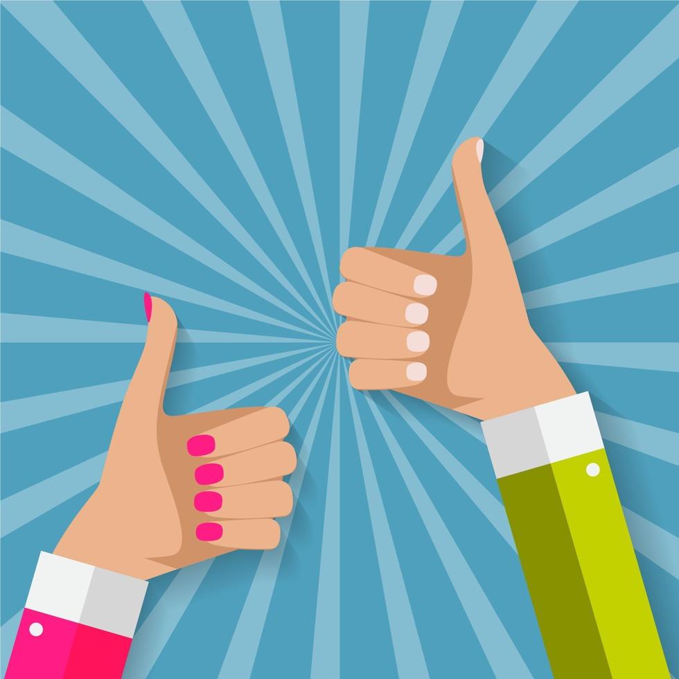 Flat Design Thumbs Up Background . Vector Illustration