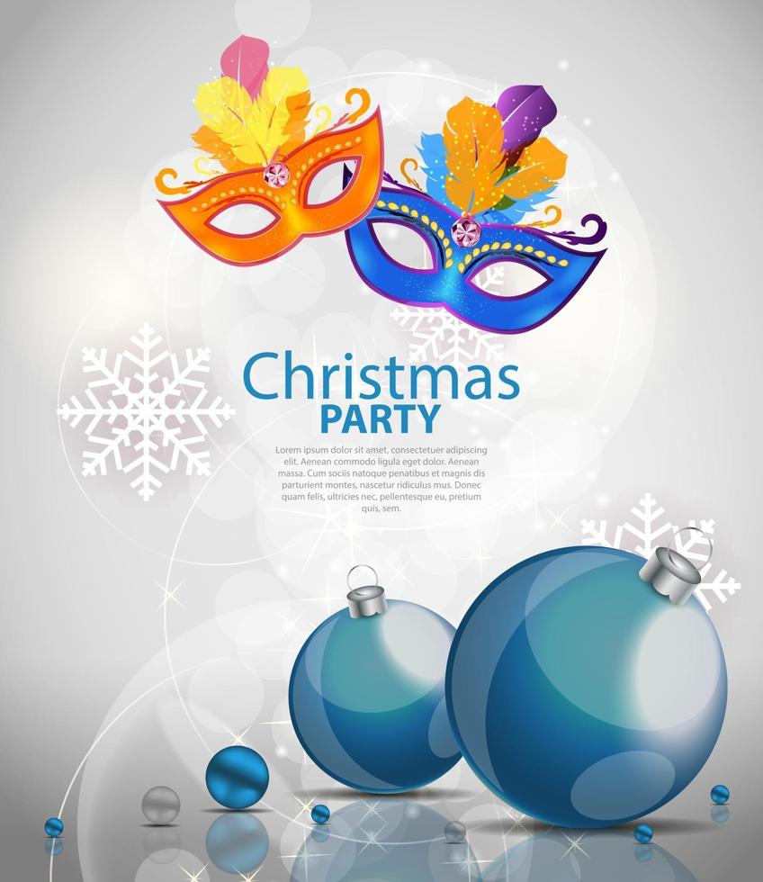 Merry Christmas and New Year Party with Masquerade Carnival Mask vector