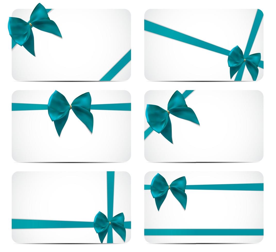 Gift Card Template with Silk Ribbon and Bow vector