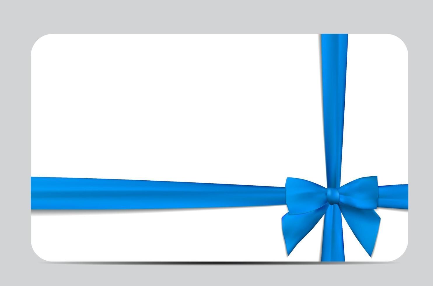 Gift Card with Blue Ribbon and Bow. Vector illustration