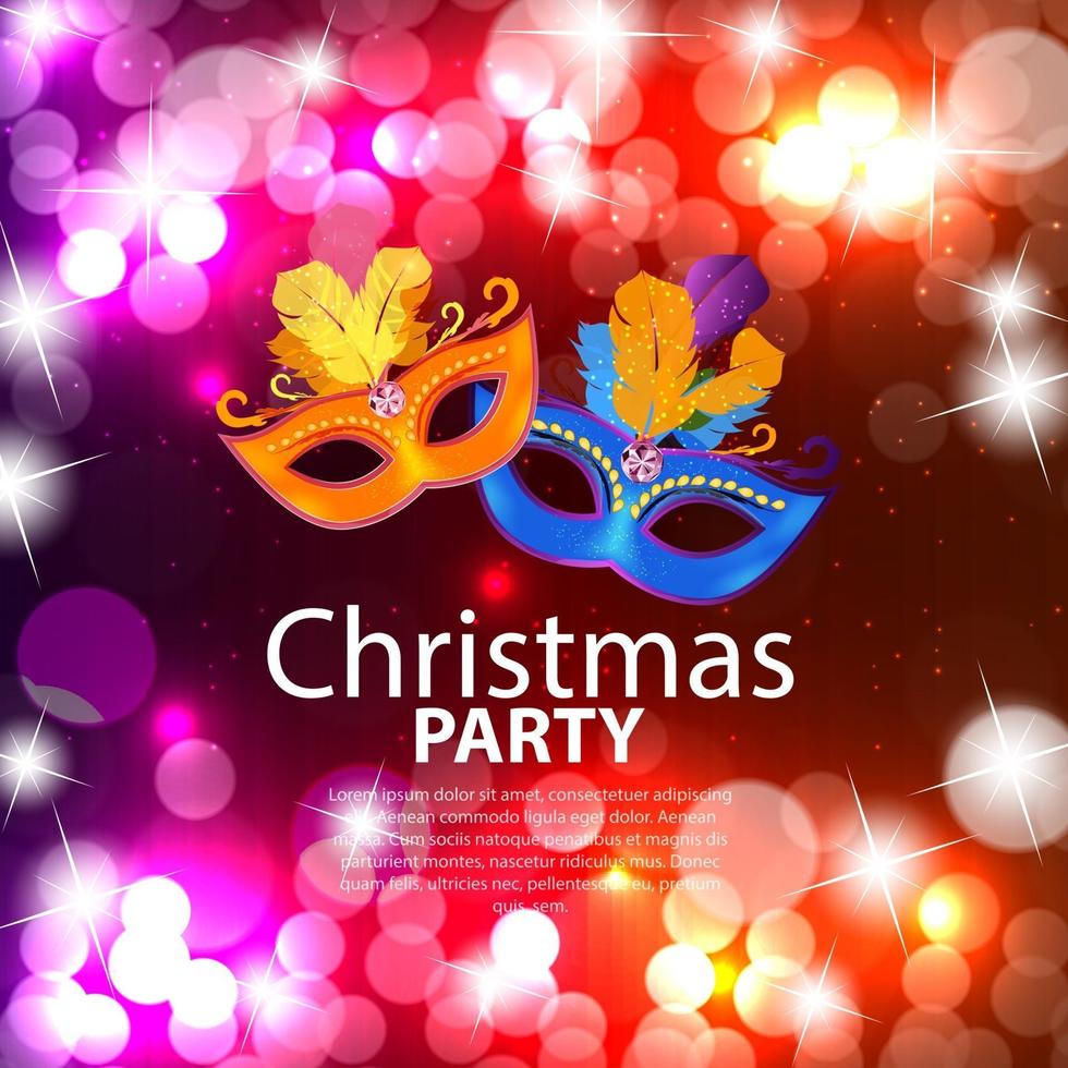 Merry Christmas and New Year Party with Masquerade Carnival Mask vector