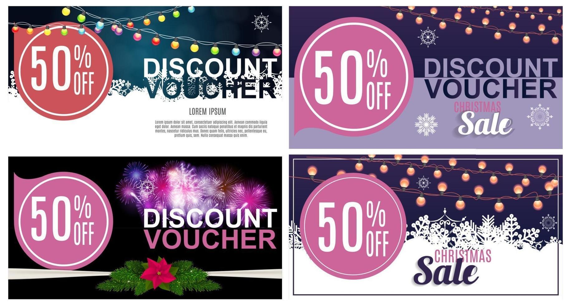 Christmas Sale, Discount Voucher Banner Background. Business  Card. vector